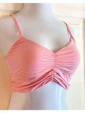 size L pink knit‎ Colsie bralette rouched gathered front cotton spandex
